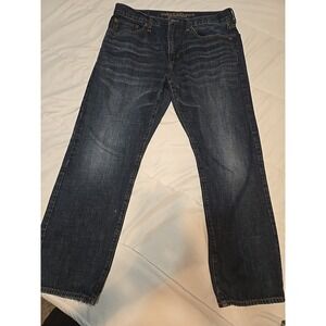 American Eagle Men's Relaxed Jeans – 34x30, Dark Wash, Distressed